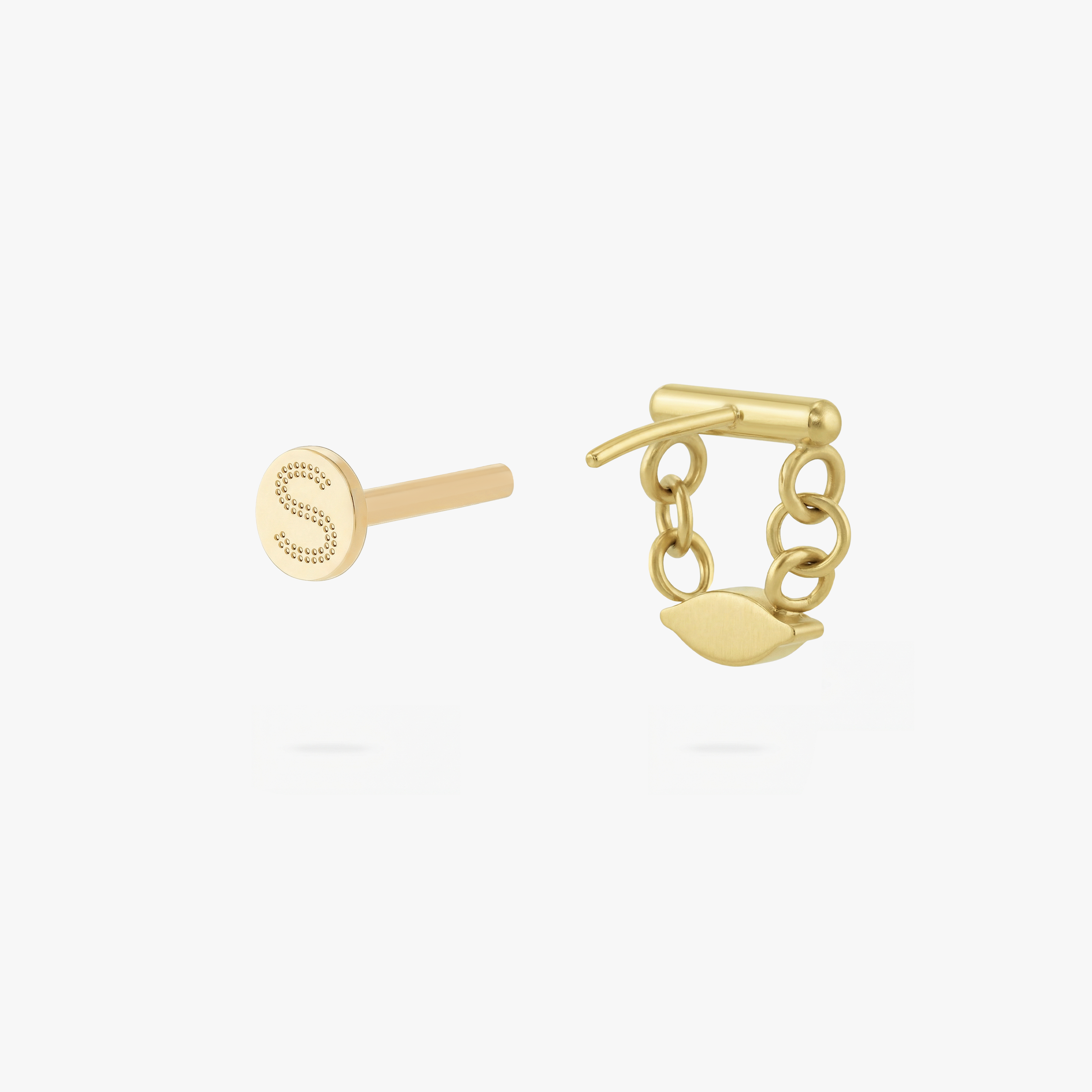 Golden Titanium Marquise Bar Flatback Stud
