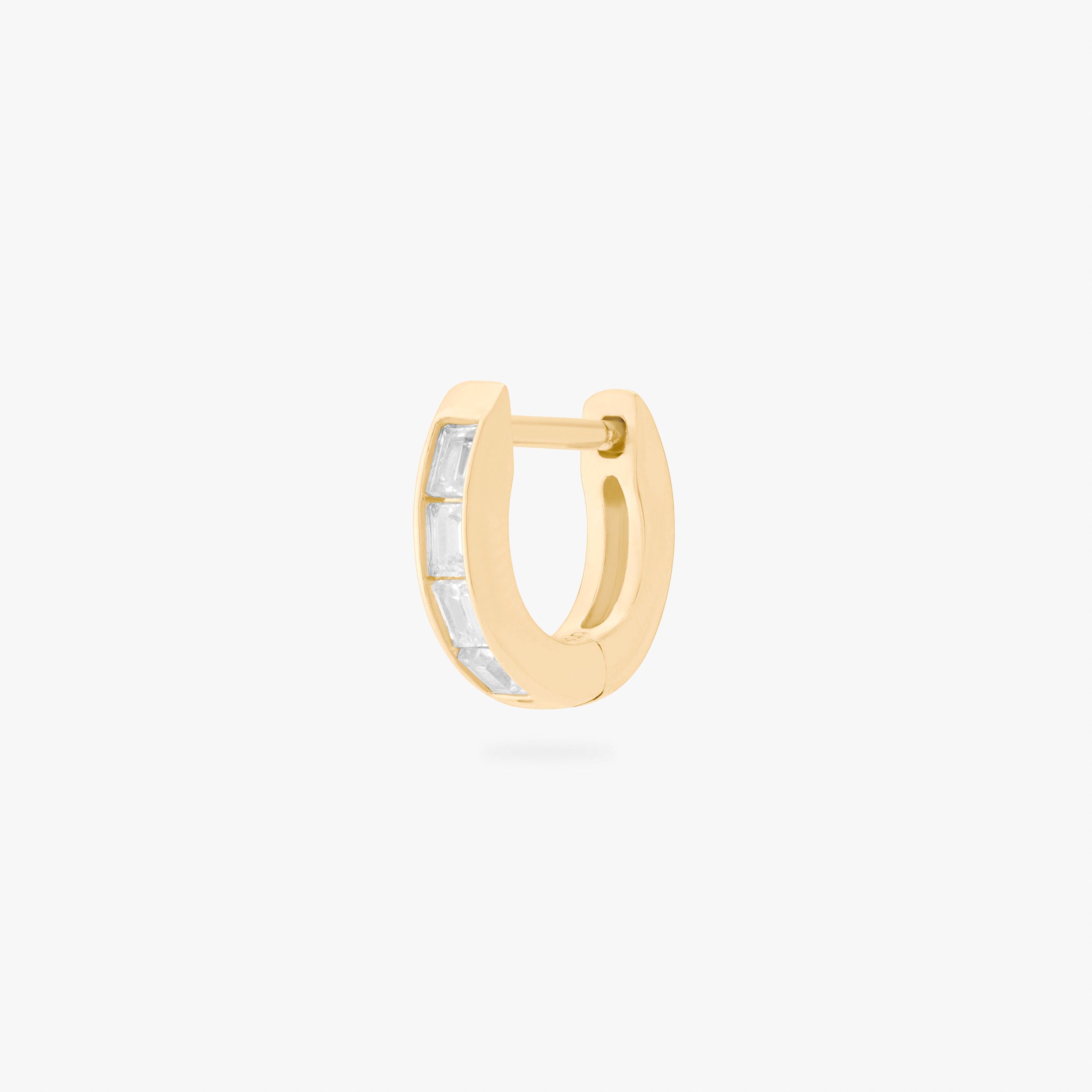 Micro Bezel Baguette Huggie
