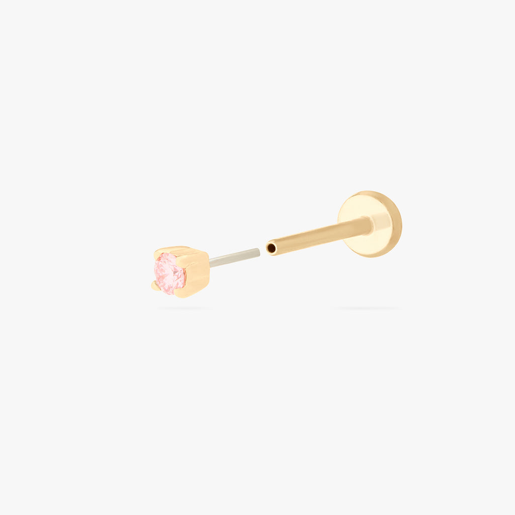14K Mini Pink Diamond Flatback