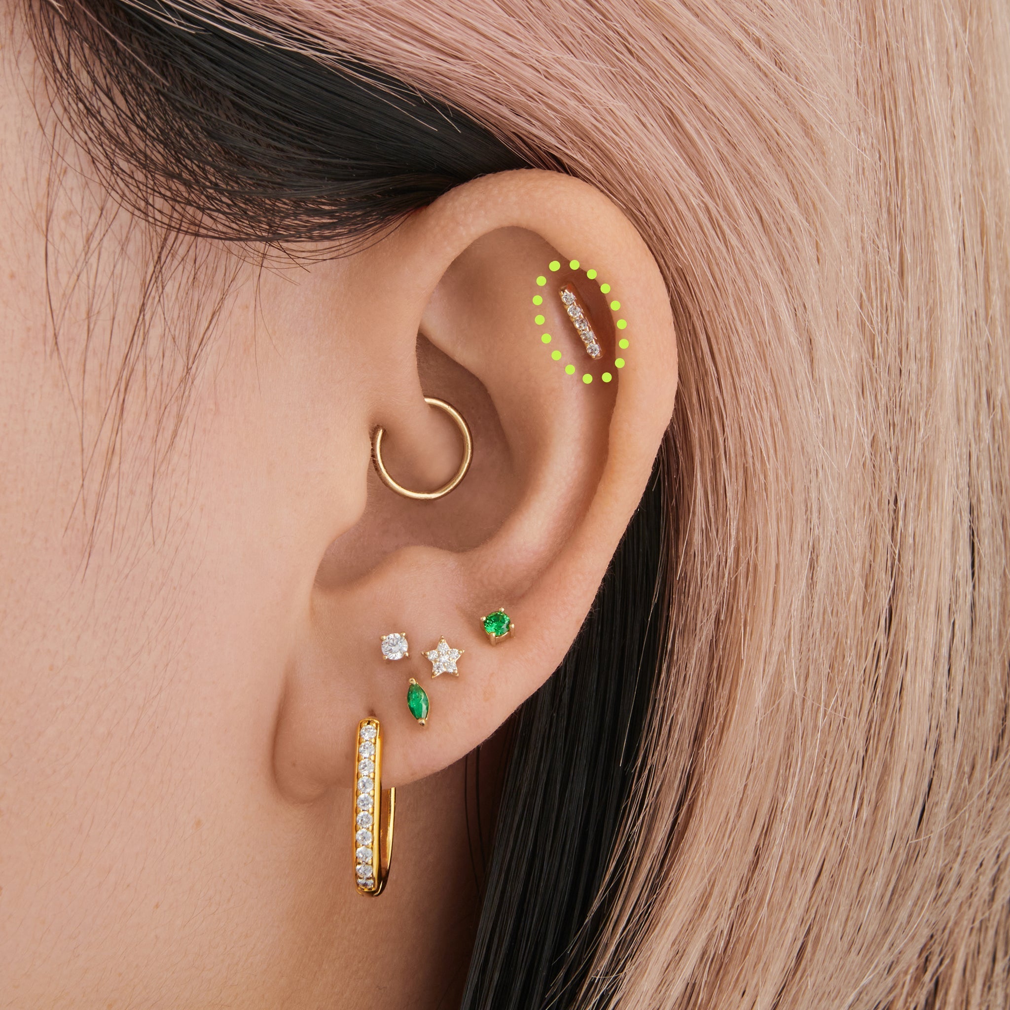 14K Pave Bar Flatback