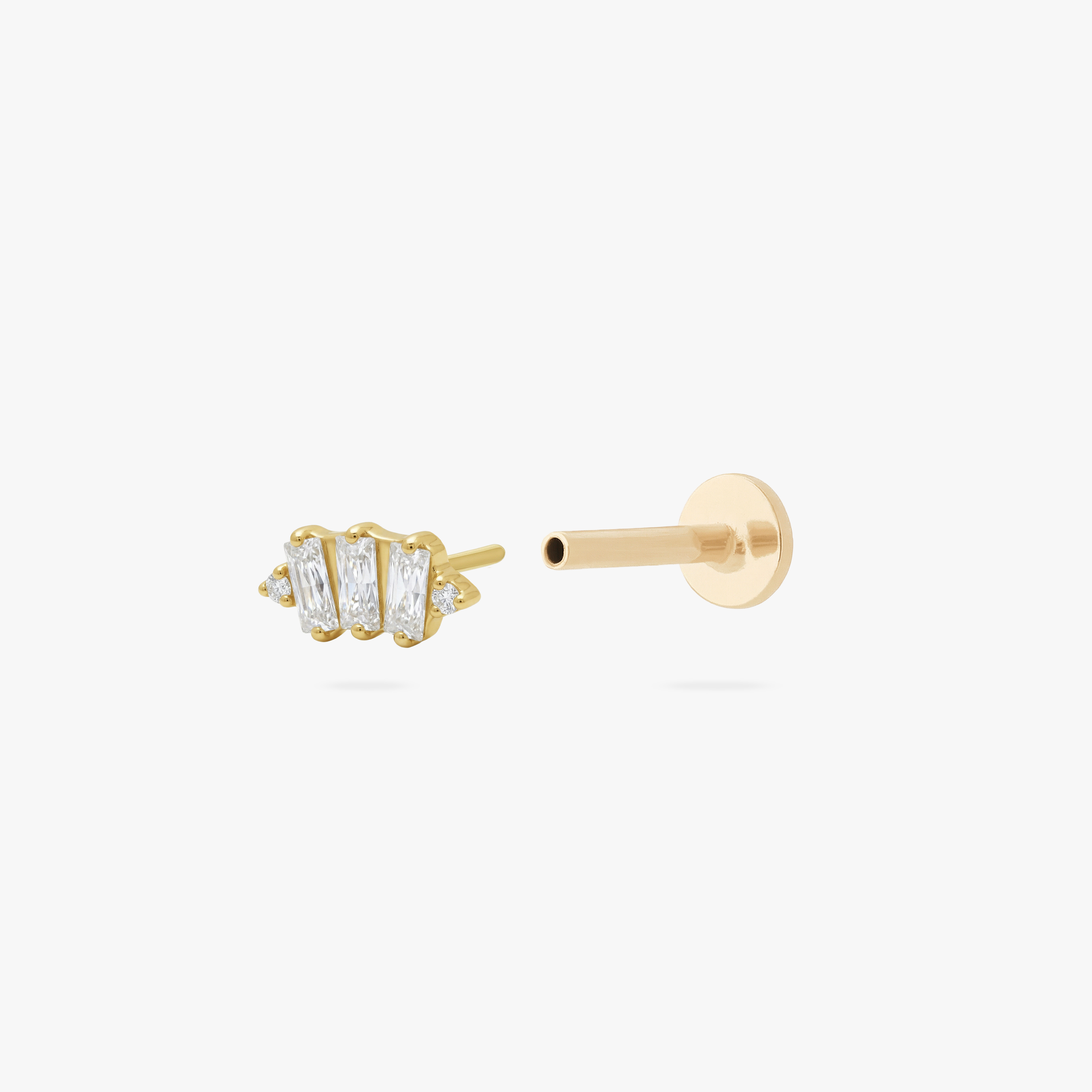 Golden Titanium Baguette Cluster Flatback Stud