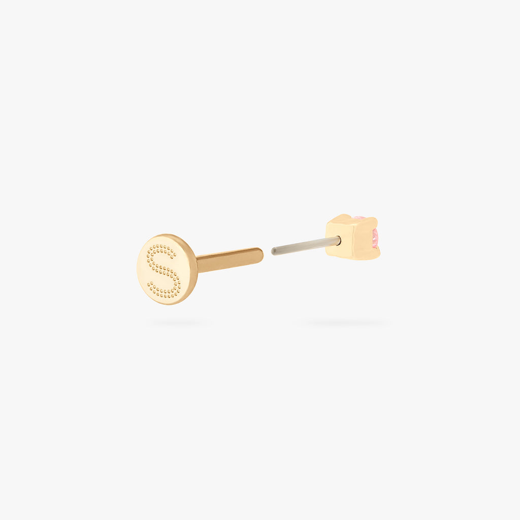 14K Mini Pink Diamond Flatback